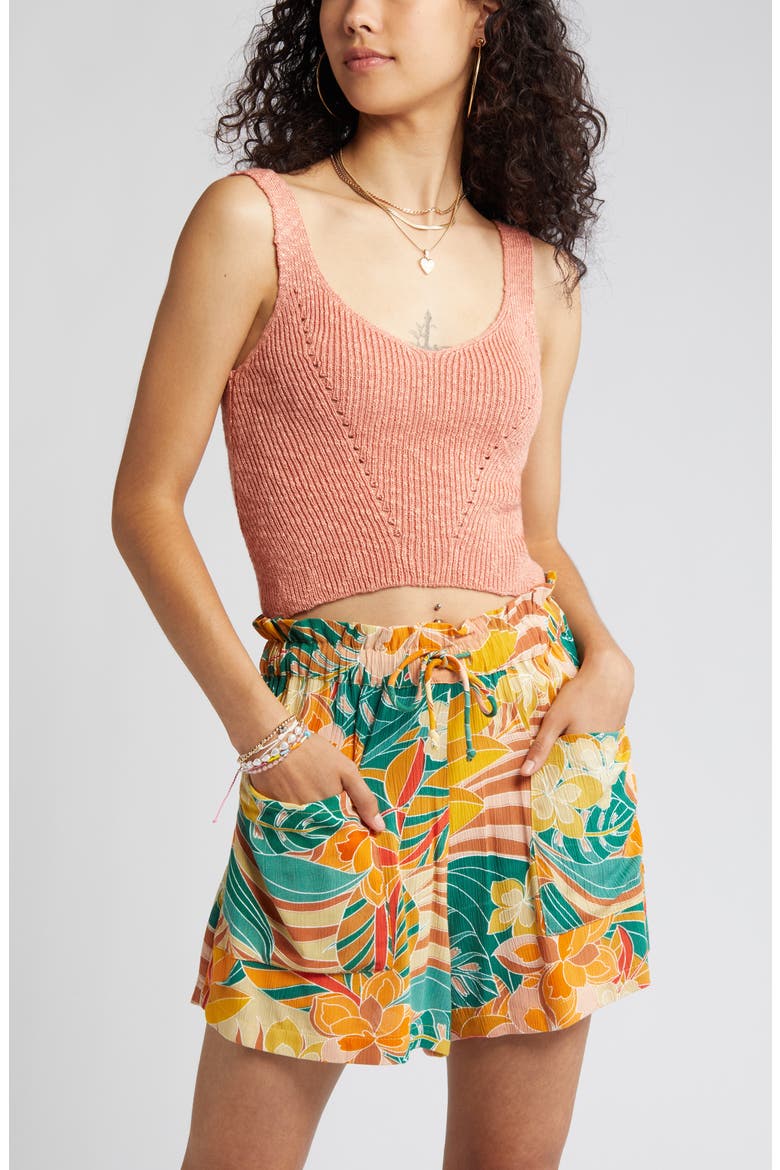 Tropics Knit Crop Tank, Alternate, color, CORAL