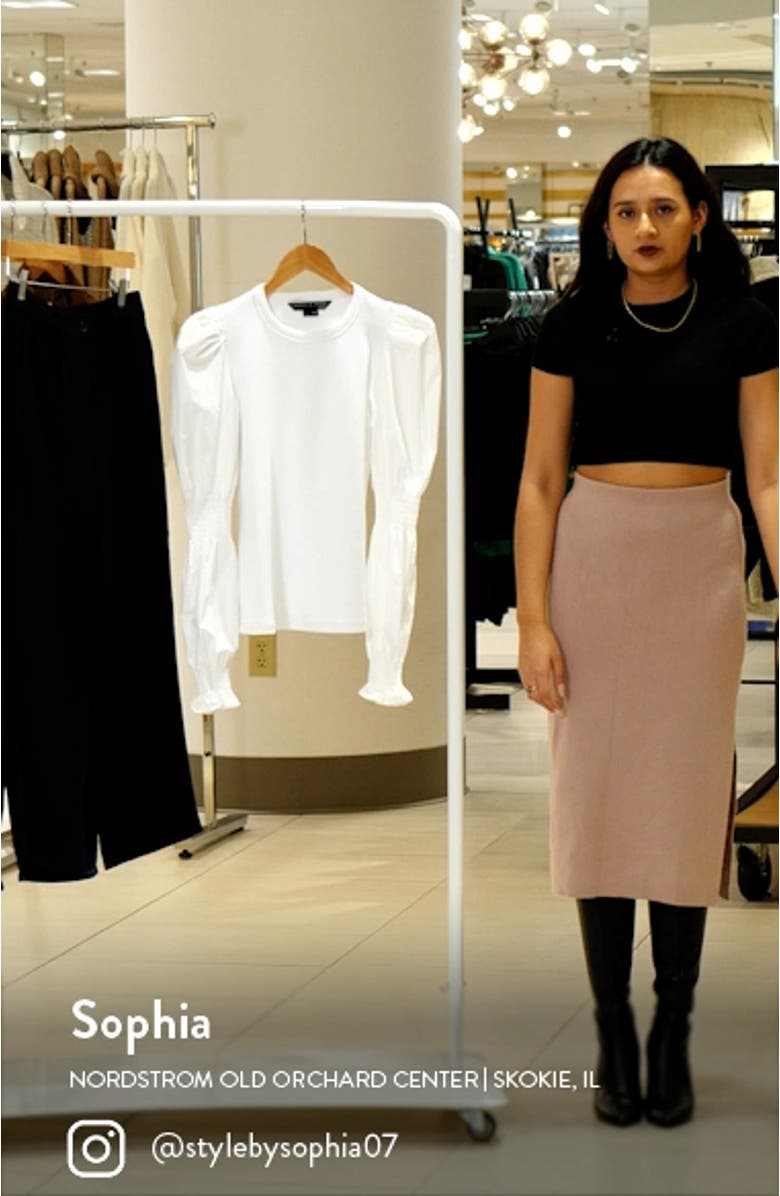 Faux Woven Puff Sleeve Rib Top, sales video thumbnail