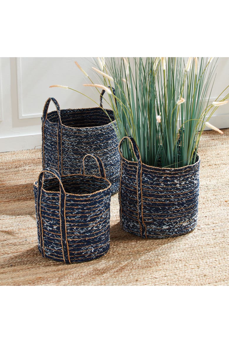 Denim Round Baskets Set of 3, Alternate, color, Blue