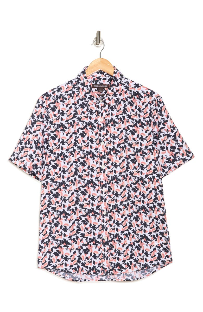 Michael Kors Slim Fit Floral Short-Sleeve Button-Up Shirt, Alternate, color,