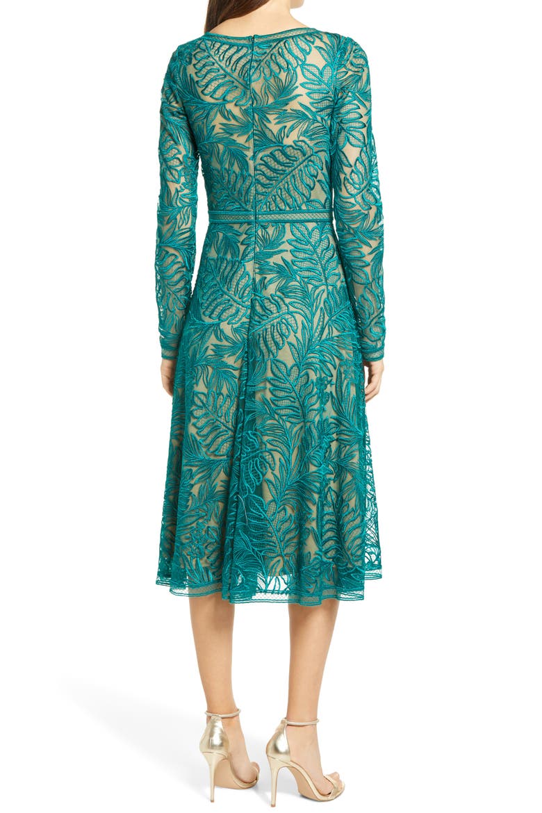 Long Sleeve Lace Cocktail Midi Dress, Alternate, color, HERBAL GREEN