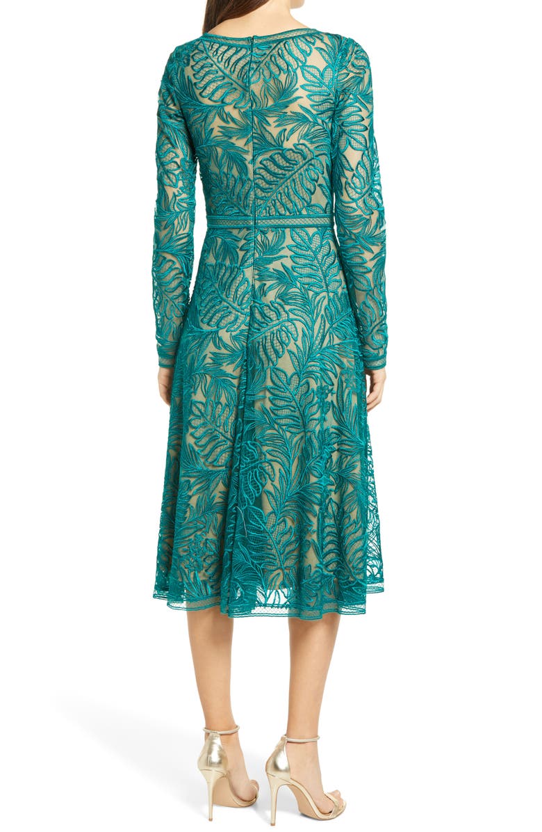 Tadashi Shoji Long Sleeve Lace Cocktail Midi Dress, Alternate, color,