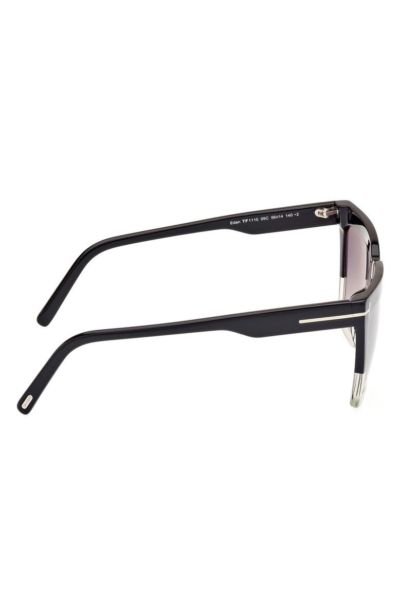 TOM FORD Eden 56mm Gradient Geometric Sunglasses, Alternate, color, Black Crystal Black / T Logo
