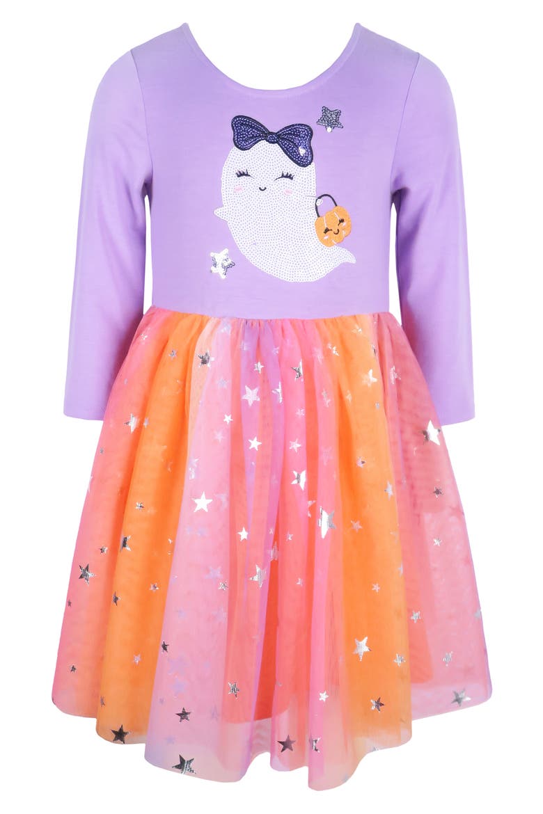 Kids' Halloween Ghost Sequin Tutu Dress, Main, color, LILAC/ MULTI