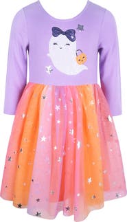 Zunie Kids' Halloween Ghost Sequin Tutu Dress
