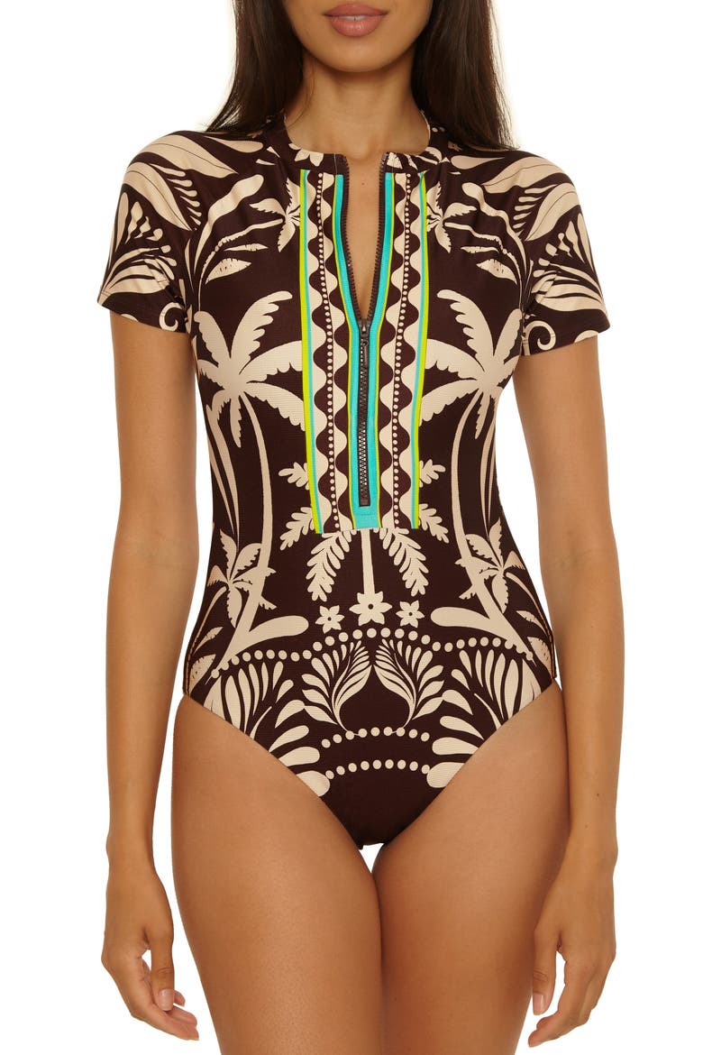 Syros Front Zip One-Piece Swimsuit, Alternate, color, MULTI