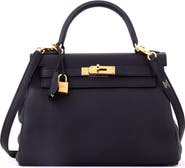 Pre-Owned Hermes Kelly Handbag Black Togo with Gold Hardware 28