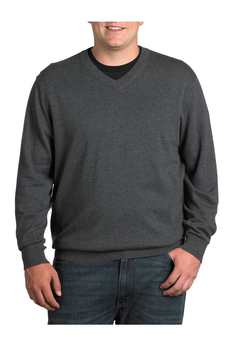 Big & Tall Cashmere Blend V-Neck Sweater, Main, color, FLANNEL GREY