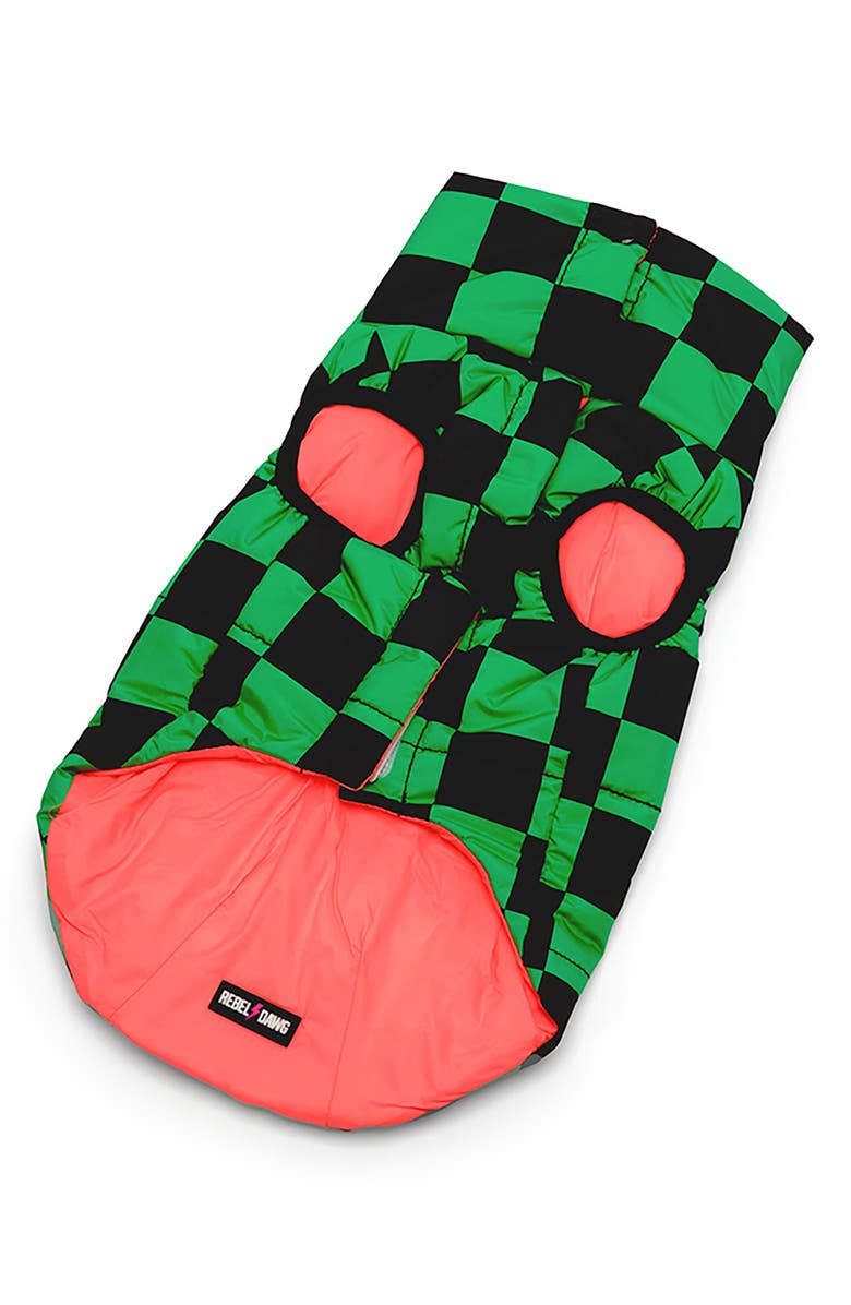 REBEL DAWG Reversible Dog Puffer Coat, Alternate, color, Green