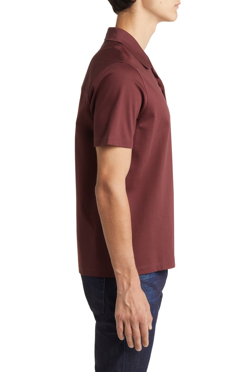 BOSS Powell Solid Short Sleeve Cotton Button-Up Shirt, Alternate, color, Dark Red