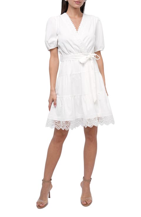 Connie Lace Trim Mini Wrap Dress