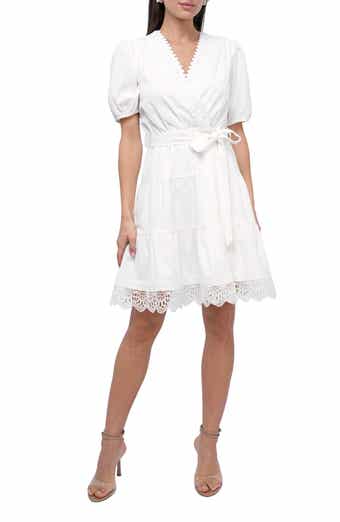 Adelyn Rae Connie Lace Trim Mini Wrap Dress