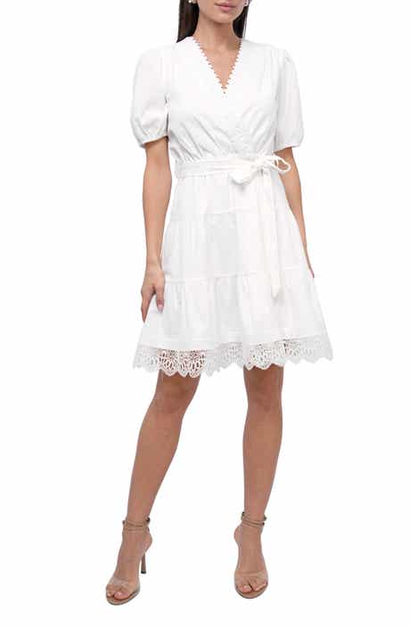 Adelyn Rae Connie Lace Trim Mini Wrap Dress