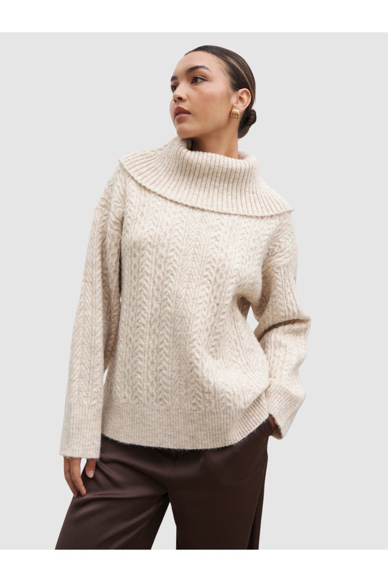 Blossom Cable Knit  Roll Neck Jumper, Main, color, Beige