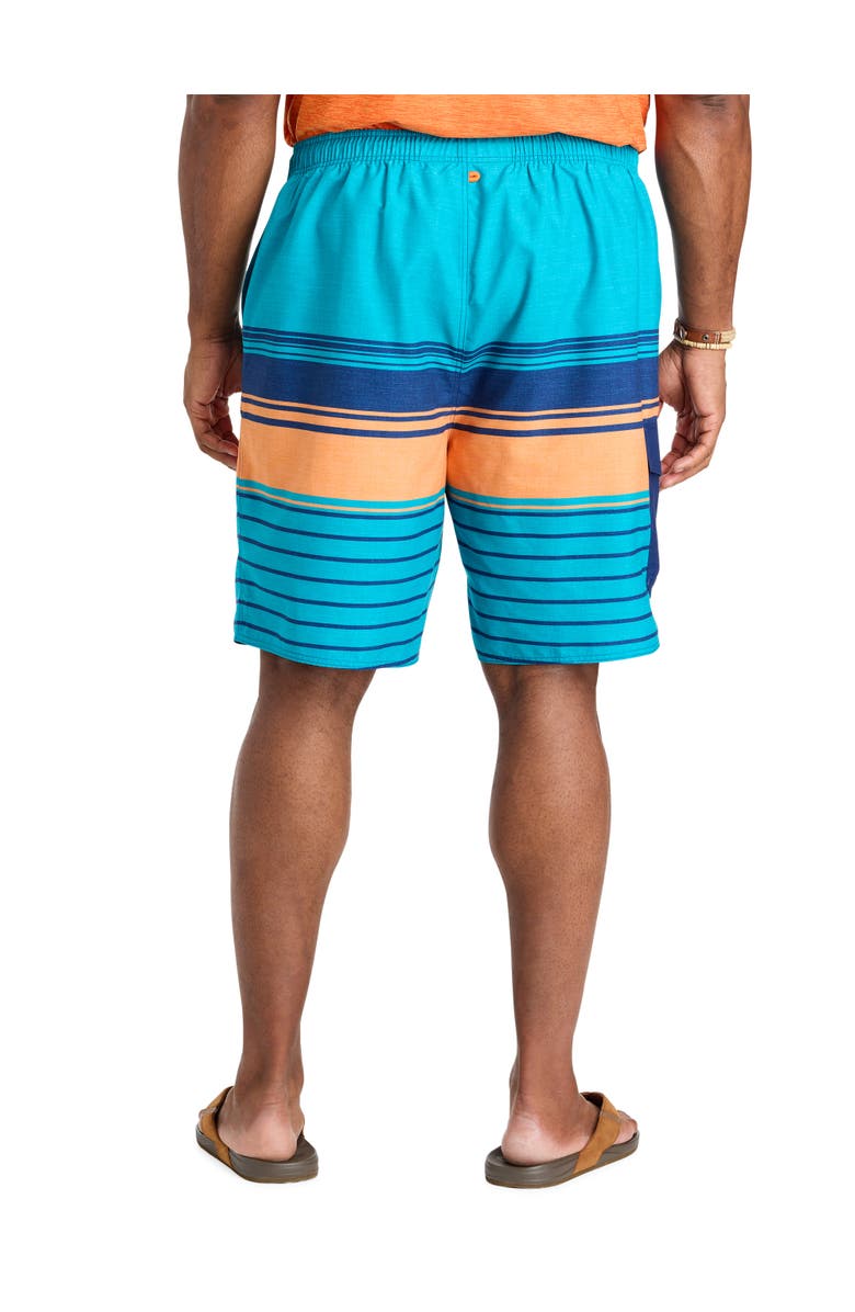 Harbor Bay by DXL Big & Tall Striped Printed Board Shorts, Alternate, color, Blue Multi