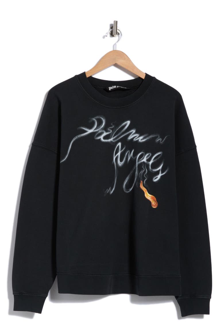 Airbrush Cotton Sweatshirt, Alternate, color, BLACK/WHITE
