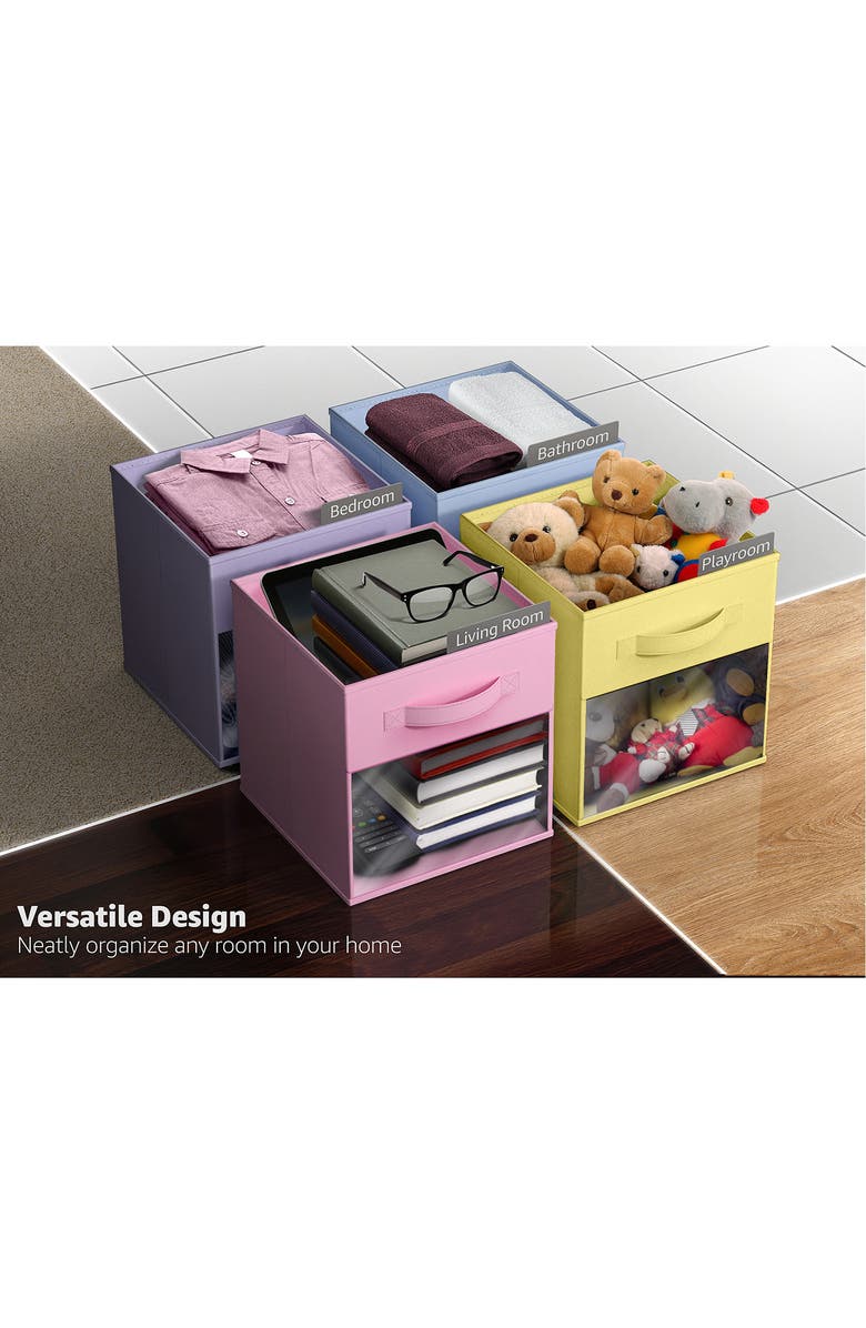 SORBUS 6-Pack Window Storage Cubes, Alternate, color, Multicolored Pastel