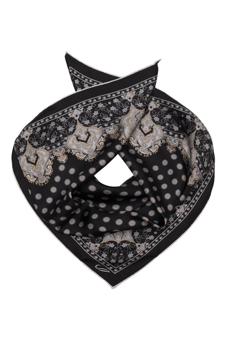 Filippo - Hand Rolled Silk Neckerchief for Men, Alternate, color, Black