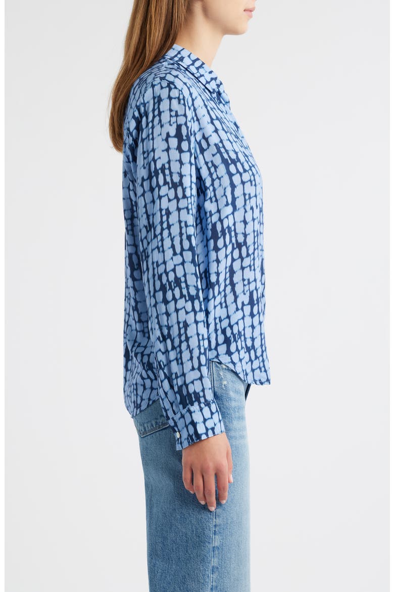 Josephine Ikat Print Button-Up Shirt, Alternate, color, INDIGO SHIBORI