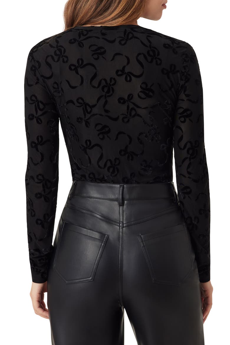 Bow Print Crewneck Top, Alternate, color, BLACK NIGHT