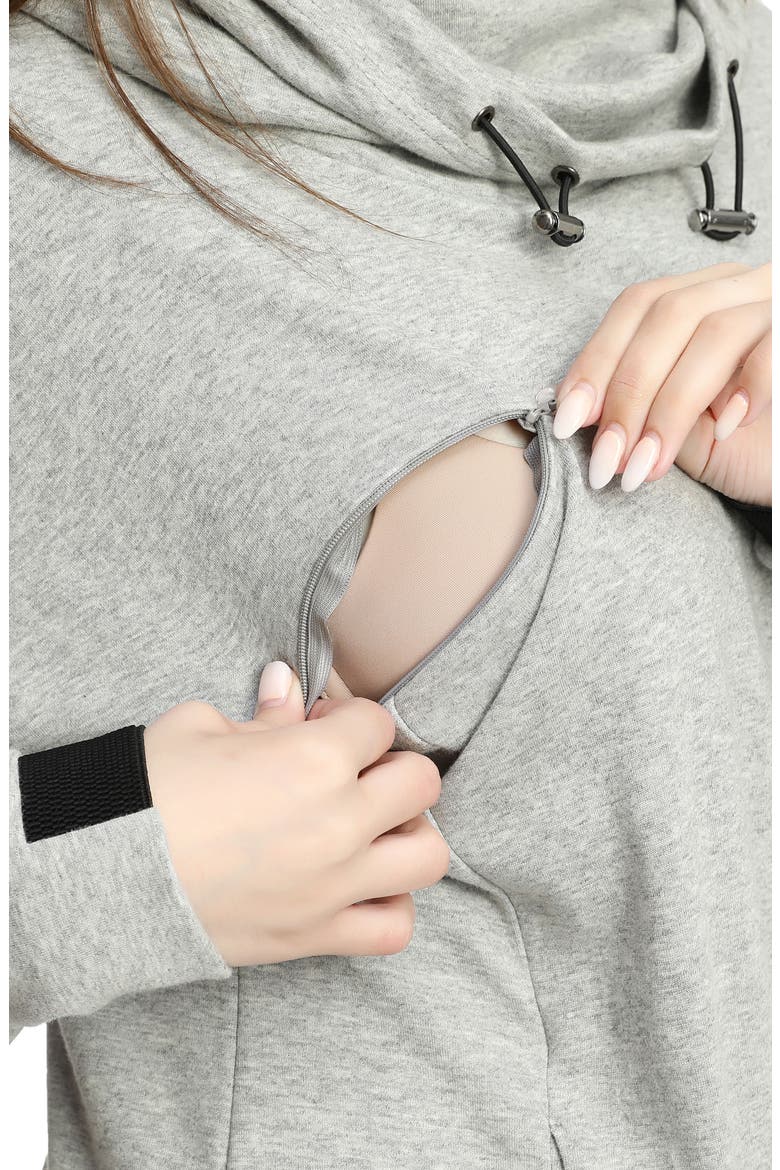 Samara Cowl Neck Maternity/Nursing Hoodie, Alternate, color, GRAY