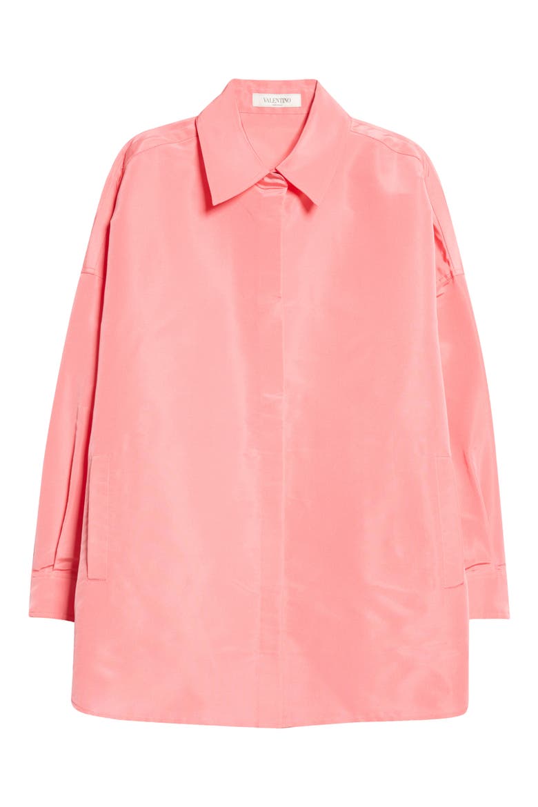 Oversize Silk Button-Up Top, Alternate, color, FUCHSIA