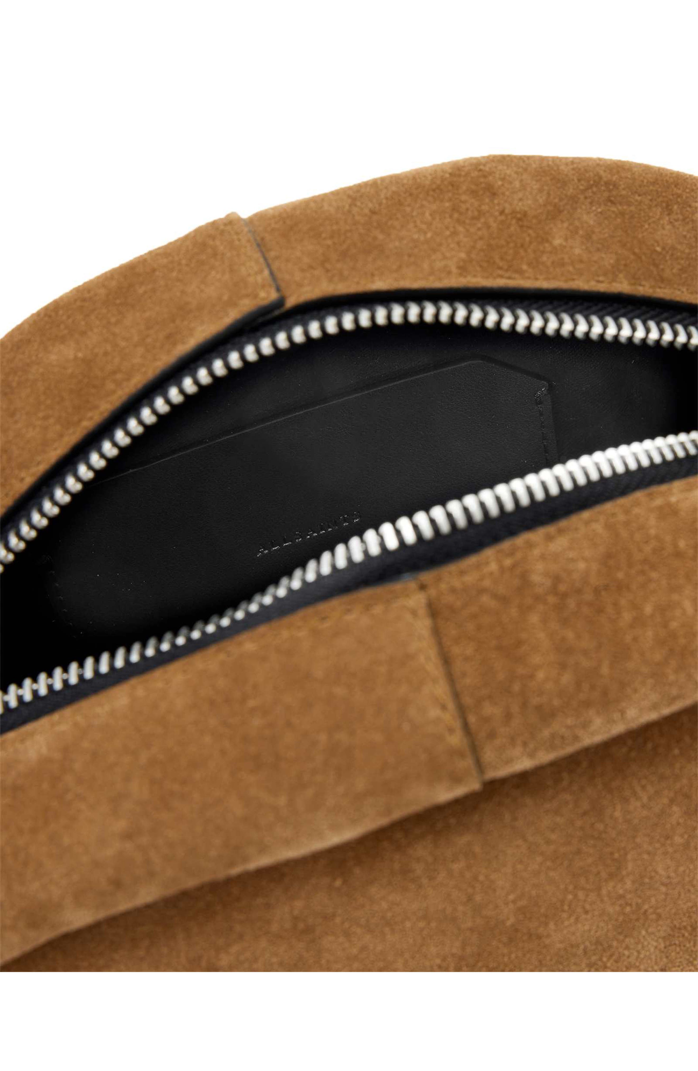 Rosalie Arc Suede Crossbody Bag, Alternate, color, WARM OLIVE BROWN