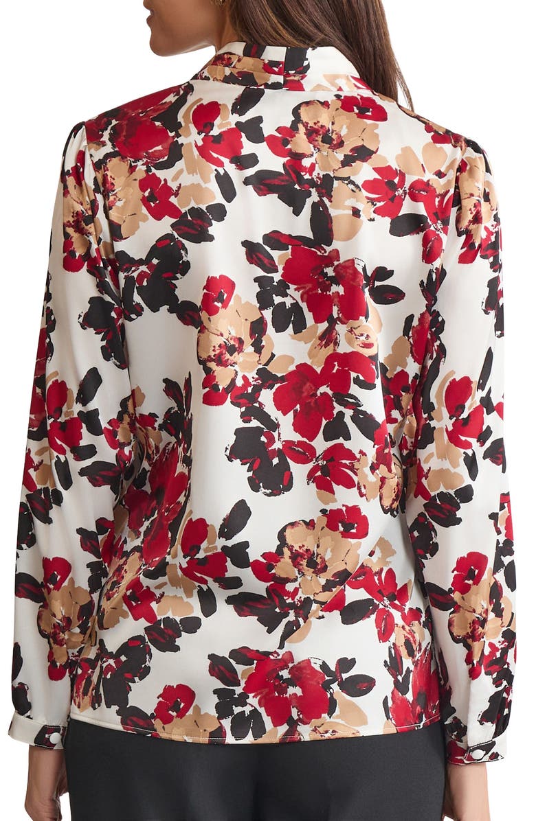 KASPER Floral Print Pleated Shoulder Top, Alternate, color, Vanilla Ice Multi