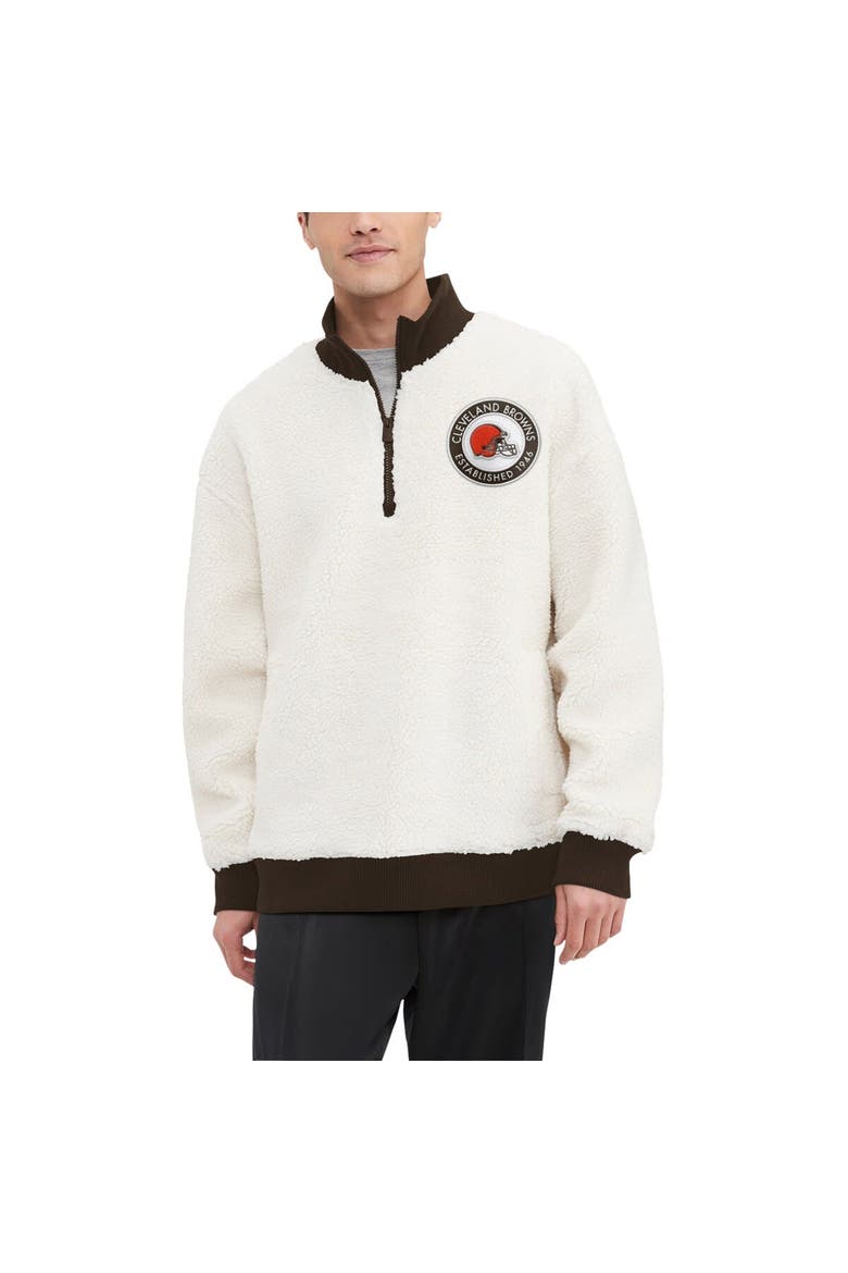 Men's Tommy Hilfiger  Cream Cleveland Browns Jordan Sherpa Quarter-Zip Sweatshirt, Main, color, Cream