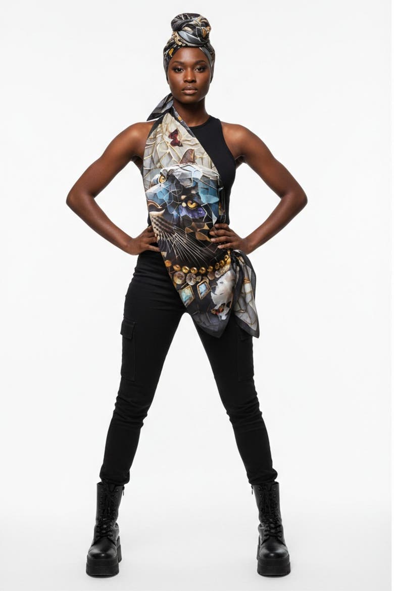 Dusk's Crystal Guardian Extra Large Silk Scarf, Alternate, color, Multicolor