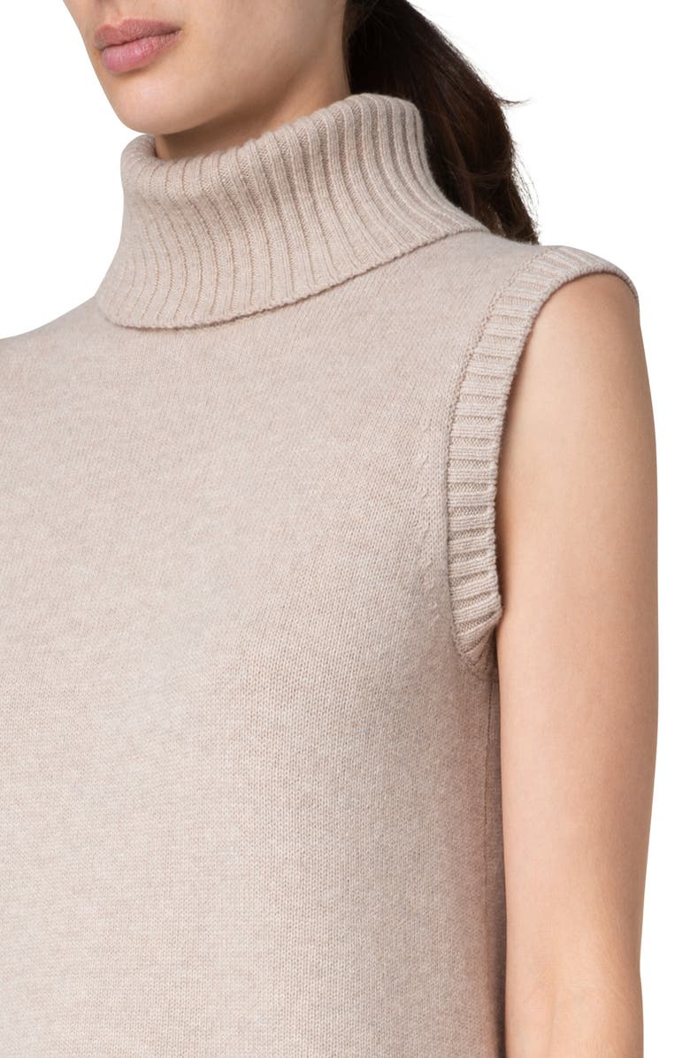 Akris punto Sleeveless Wool & Cashmere Turtleneck Tunic Sweater, Alternate, color, 