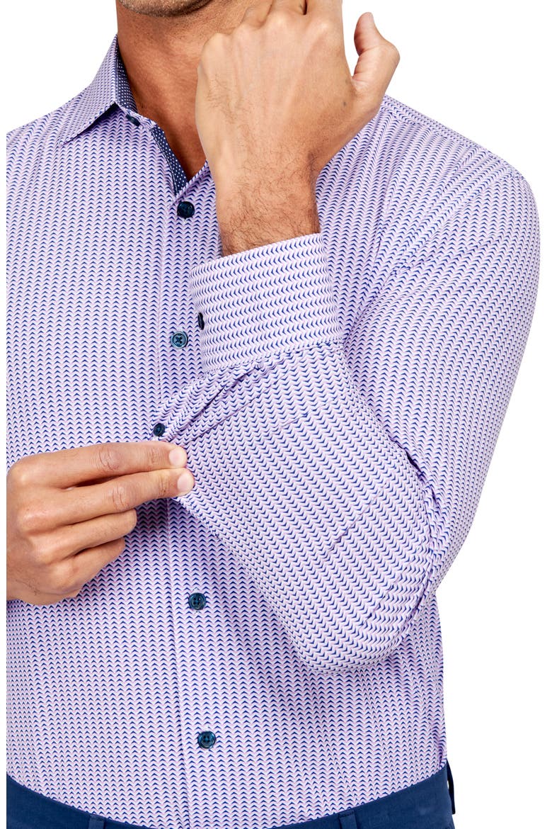 Zigzag Stripe Performance Dress Shirt, Alternate, color, PINK