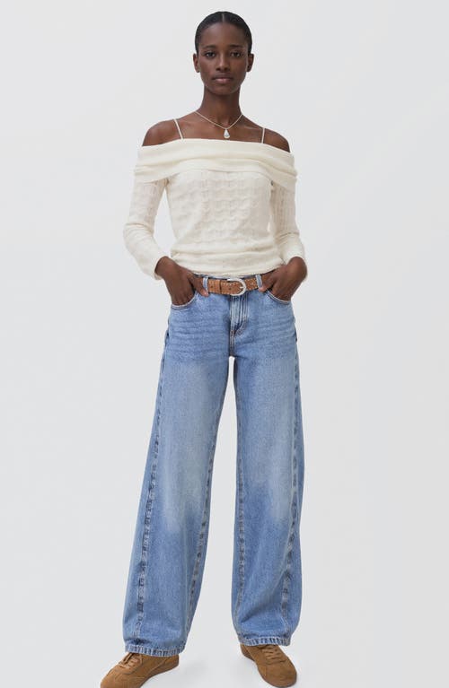 Mango Teen Off The Shoulder Sweater In Gray