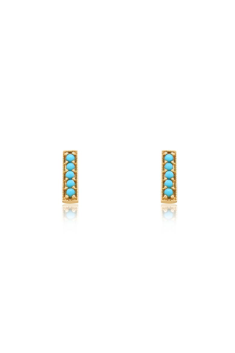 Turquoise Bead Bar Stud Earrings, Alternate, color, Turquoise