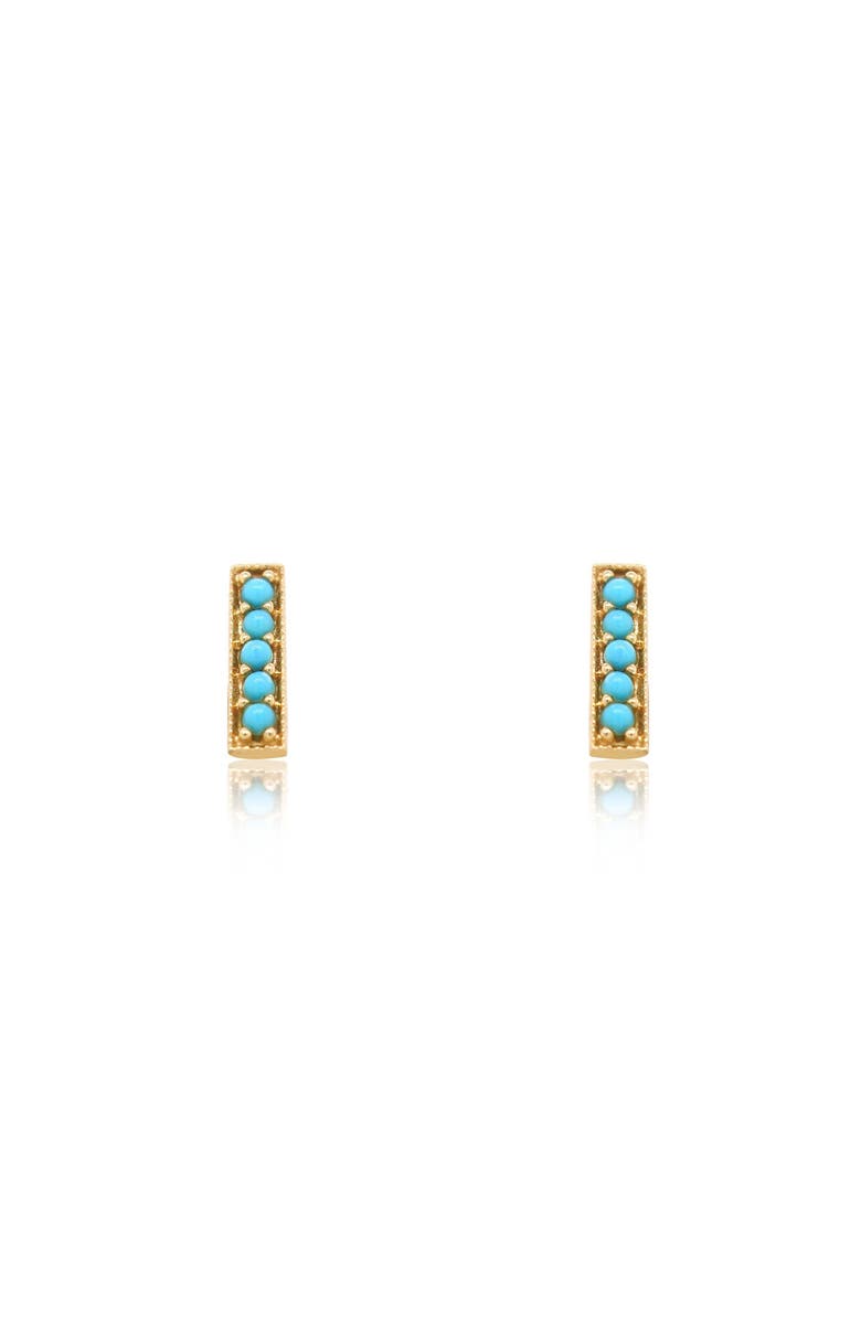 The Lovery Fine Jewelry Turquoise Bead Bar Stud Earrings, Alternate, color, Turquoise