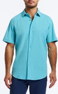 Robert Graham Thresher Classic Fit Solid Short Sleeve Cotton Seersucker Button-Up Shirt