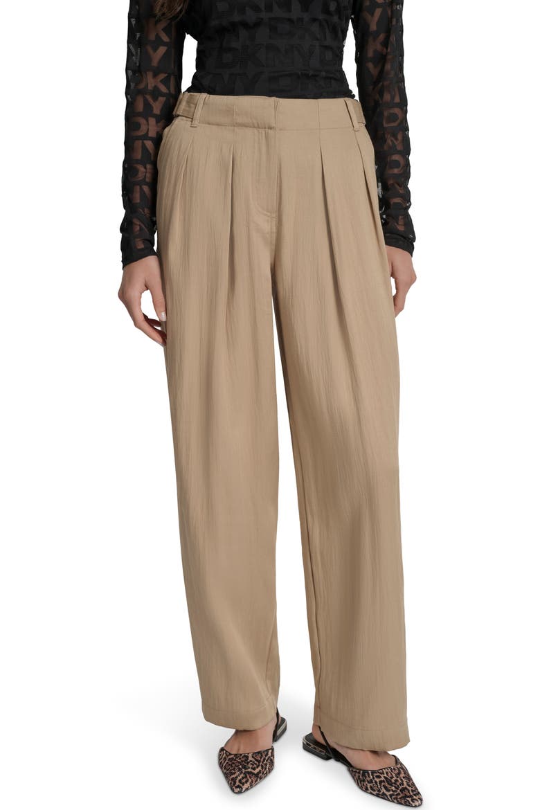 Weathered Twill Pleated Pants, Main, color, TRAVERTINE