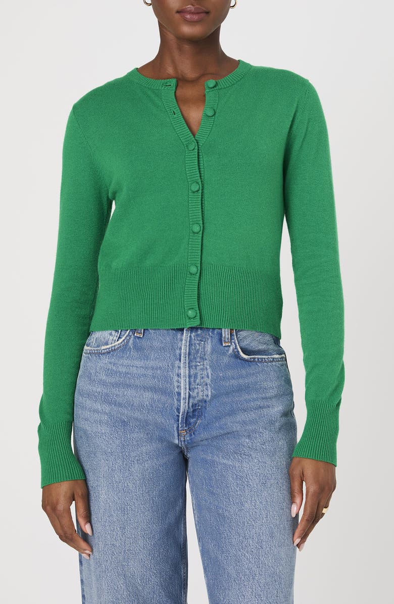French Connection Cozysoft Crop Cardigan, Main, color, Green Summer