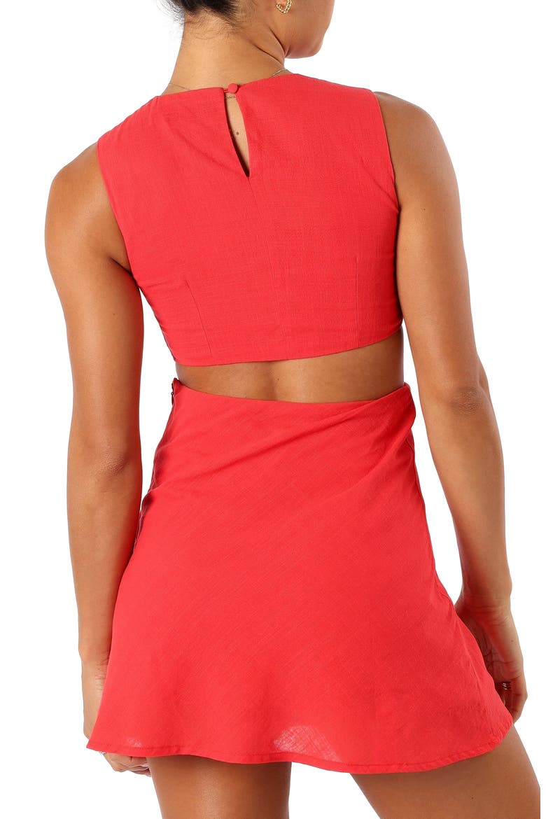Sola Cutout Cotton Minidress, Alternate, color, RED