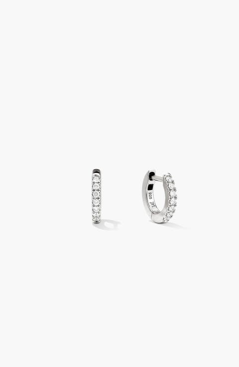 Pavé Lab Grown Sapphire Huggie Hoops