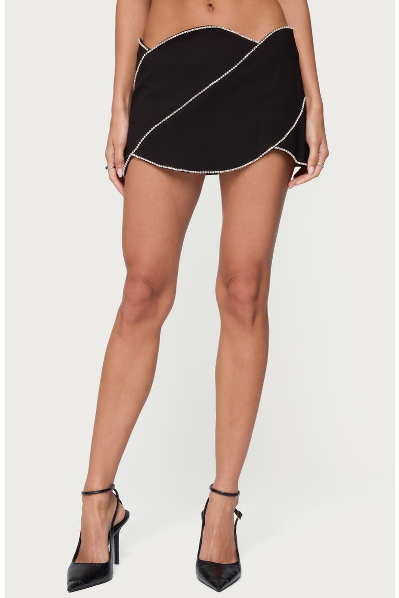 Abstract Rhinestone Mini Skort, Main, color, BLACK