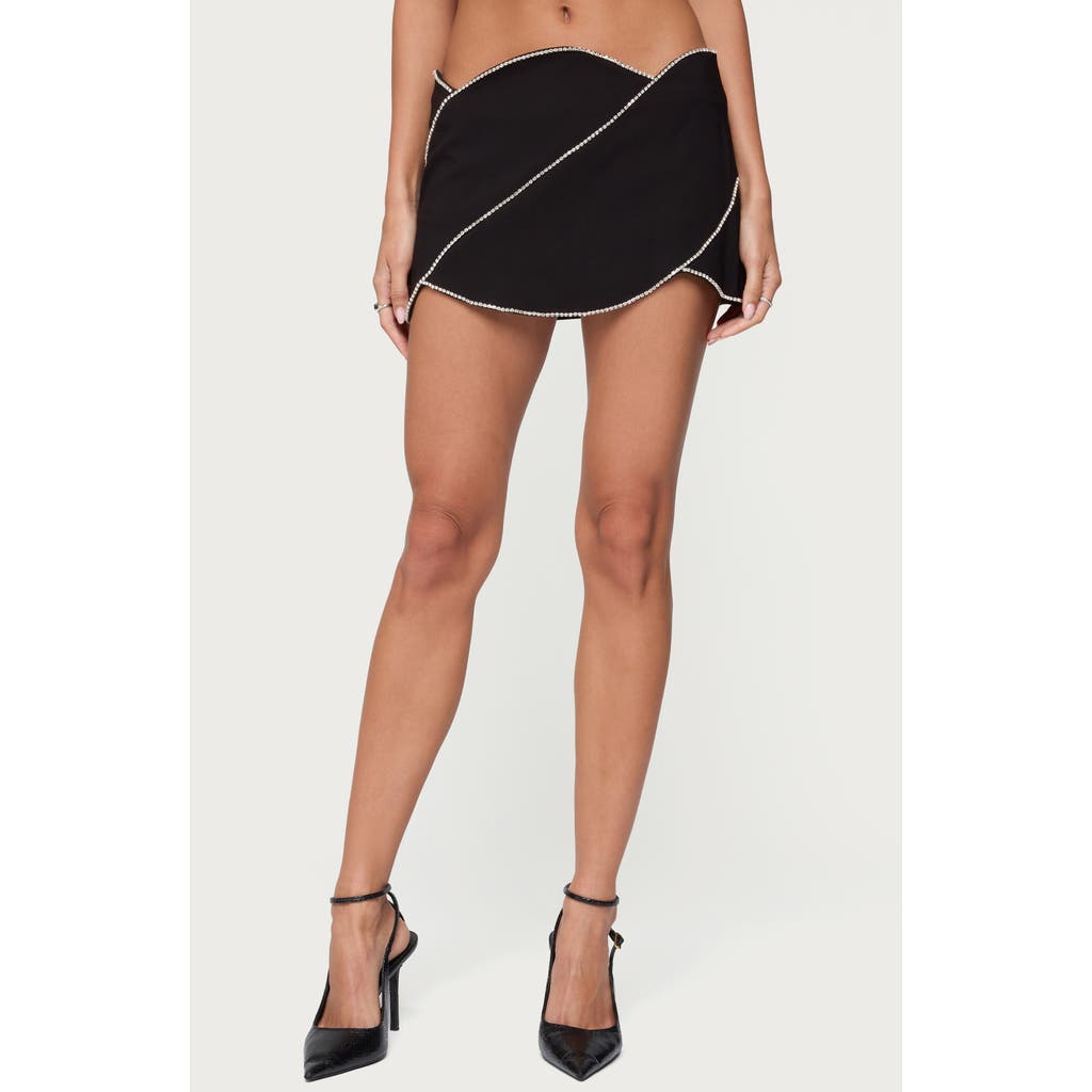 Edikted Abstract Rhinestone Mini Skort In Black