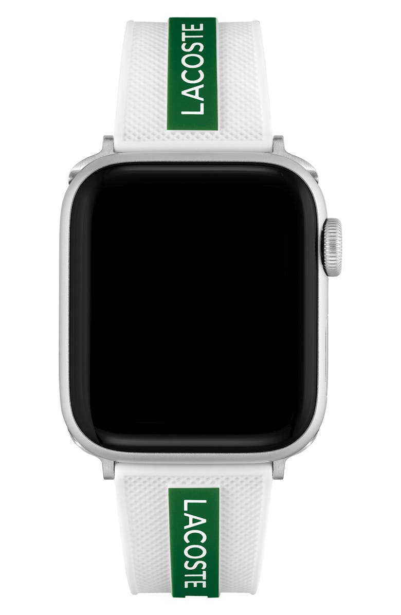 Lacoste Striping Silicone 20mm Apple Watch<sup>®</sup> Watchband, Main, color,