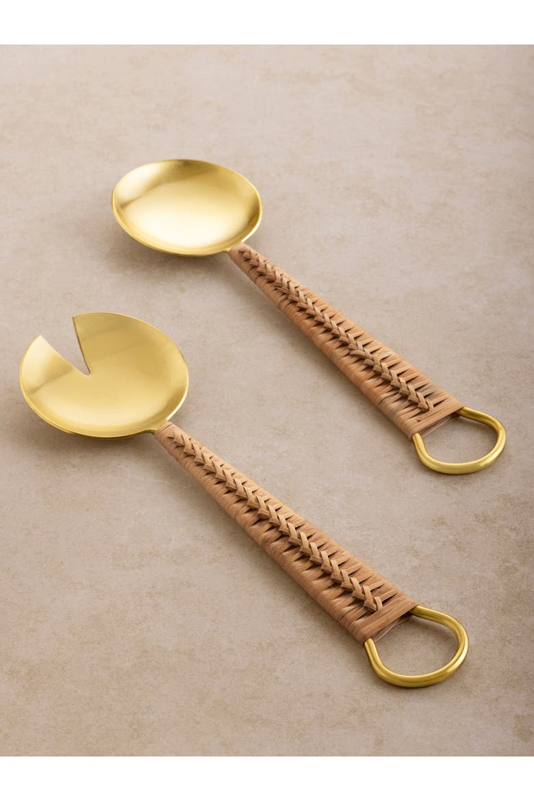 Helsinki Salad Servers, Set of 2, Alternate, color, Gold