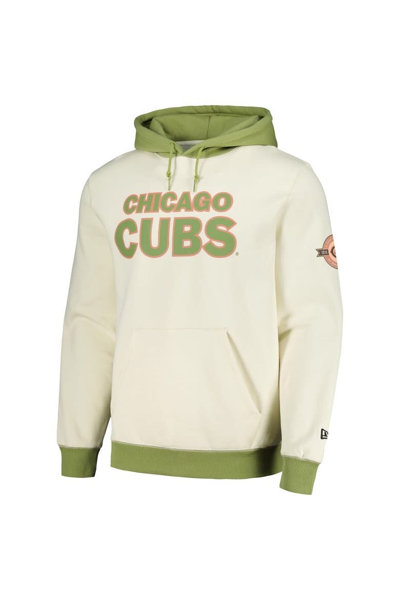 Men's New Era Cream/Green Chicago Cubs Color Pop Pullover Hoodie, Alternate, color, Cream