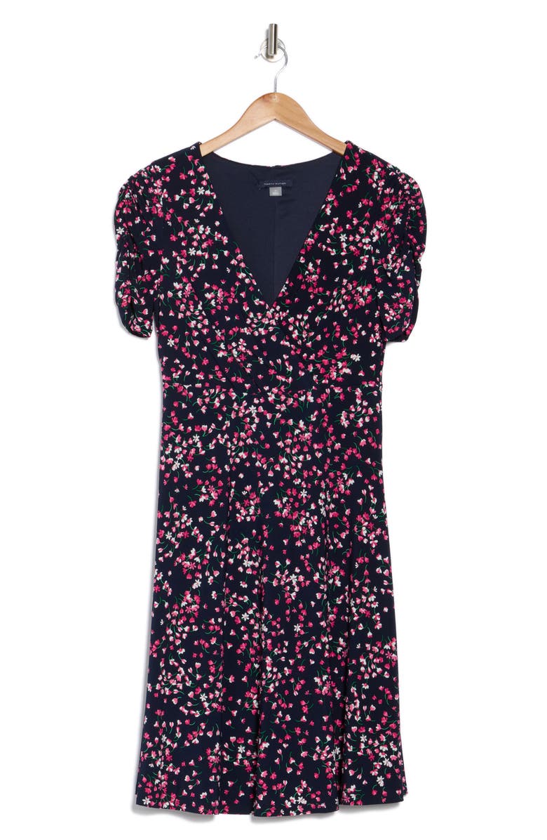 Tommy Hilfiger Floral Short Sleeve Fit & Flare Dress, Alternate, color, 