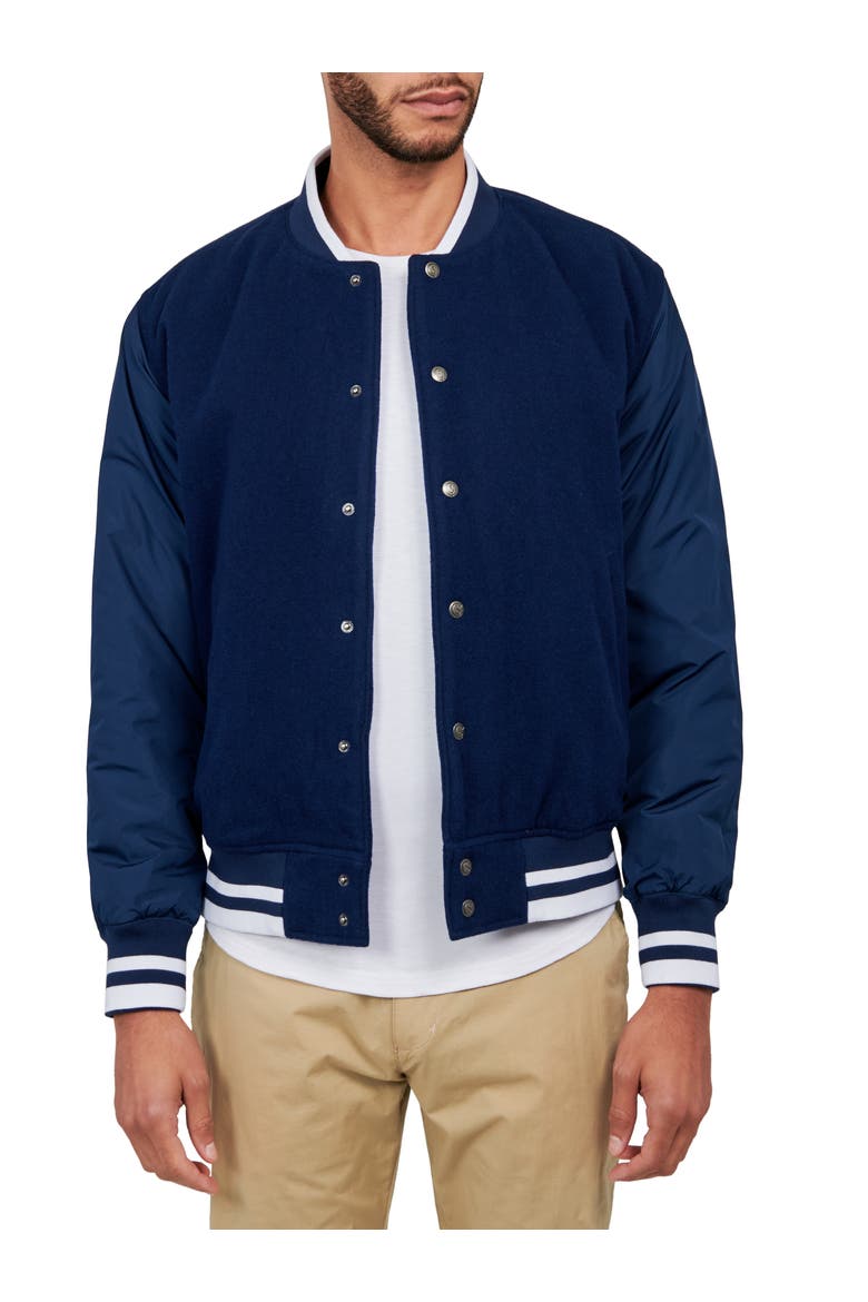 Solid Varsity Jacket, Main, color, NAVY