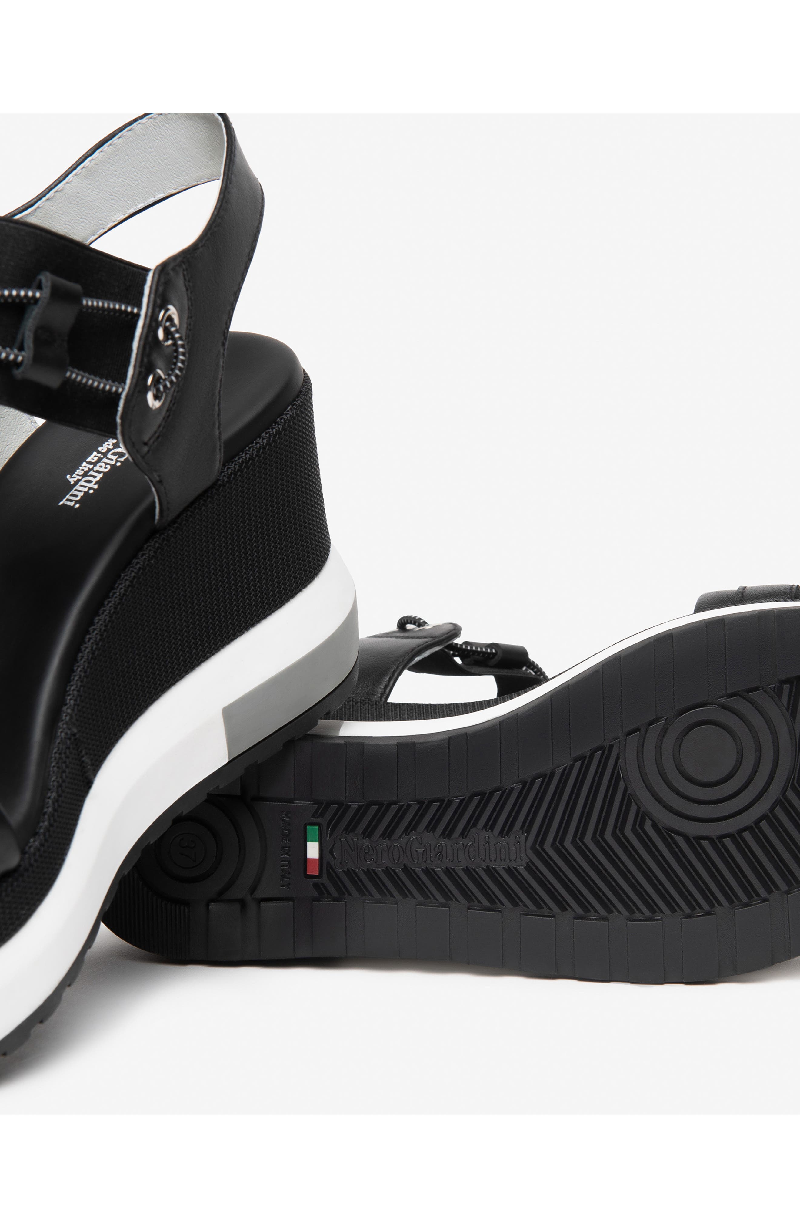 NeroGiardini Platform Wedge Sandal, Alternate, color, Black