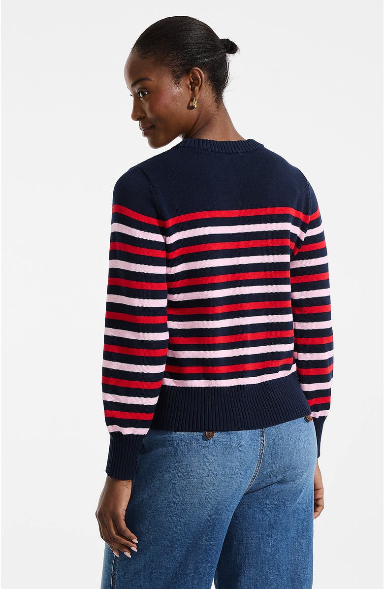 Lands' End Drifter Set in Sleeve Crew Neck Sweater, Alternate, color, Candy Heart/Navy/Red Stripe