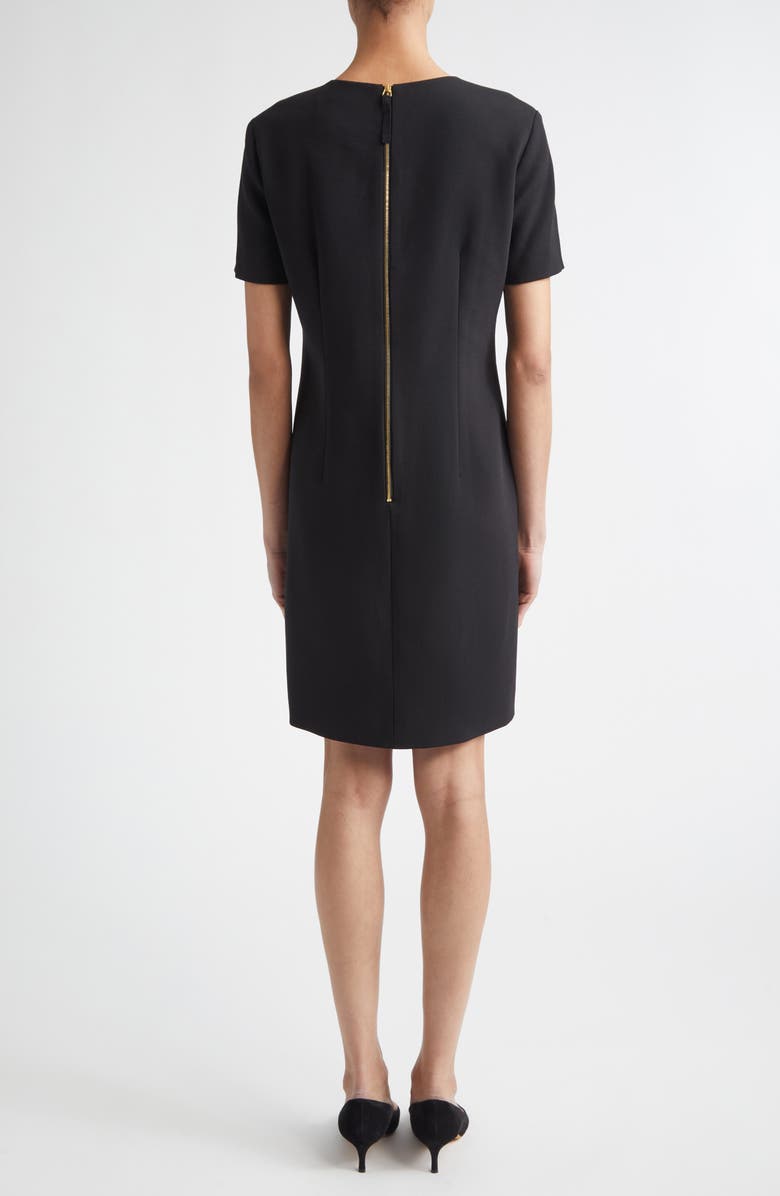 Carolina Herrera Floral Embroidered Stretch Wool Shift Dress, Alternate, color, Black Multi